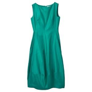 NWT COS Womens Green Sleeveless Cotton Silk Cotton Cocoon Sheath Dress Size 2